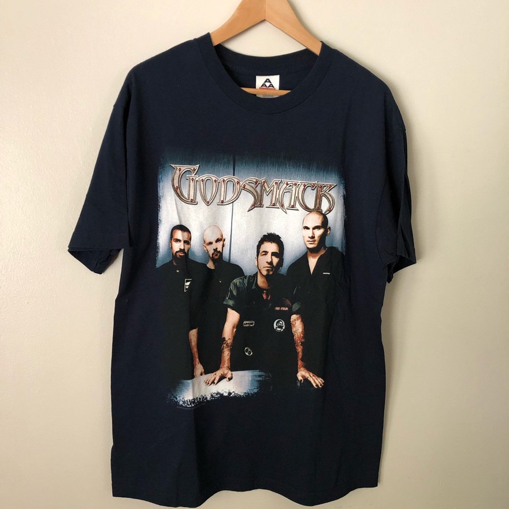 NWOT Vintage 90s Godsmack Band T-Shirt L Navy